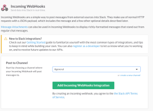 Slack Incoming webhooks create webhook -  generate webhook url